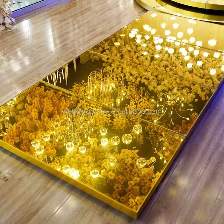 Wedding decor event hall modern circle led dance floor acrylic stage platform