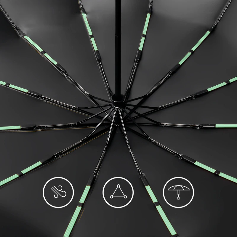 Fully Automatic Folding Umbrella 12 Bone For Sunny And Rainy Wind Resistant Uv Protection 3 Folding Umbrella With Logo Paraguas