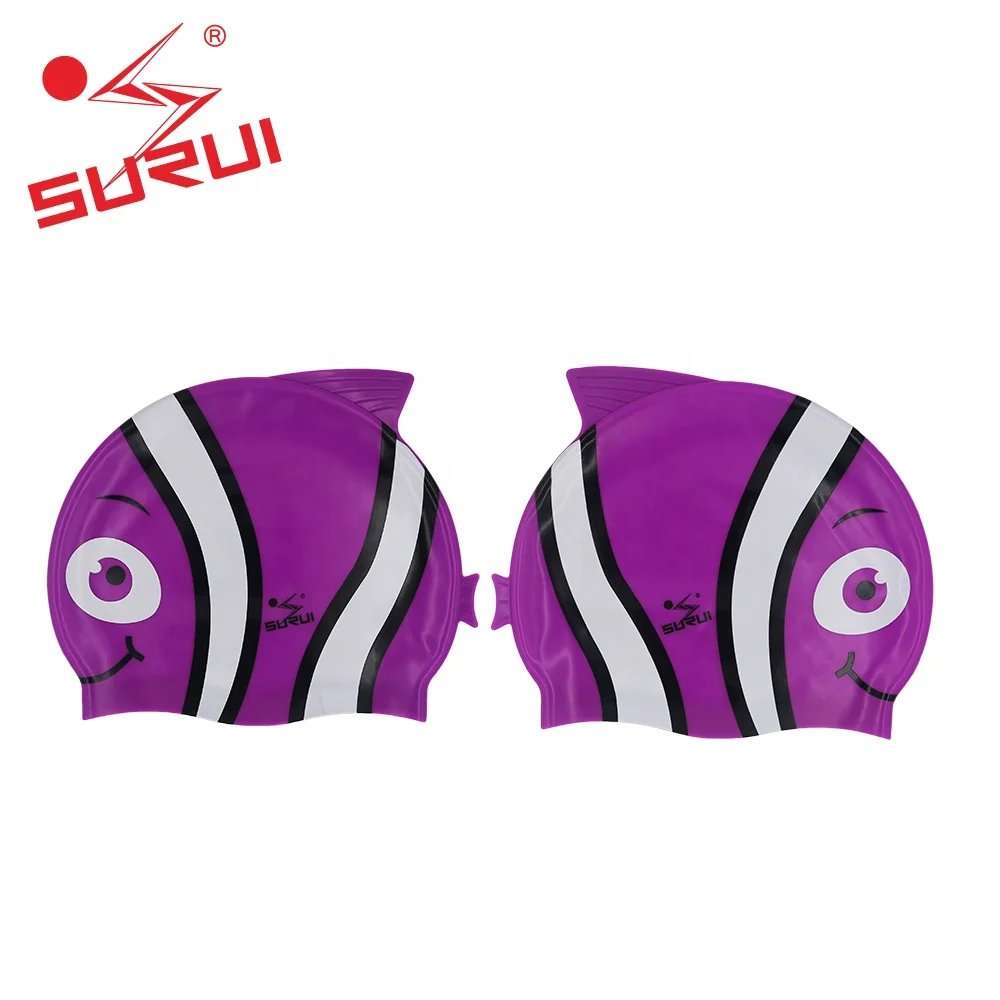 China Wholesale Oem Service Baby Silicone Swim Cap Silicone Kid With Logo cute fish swimming cap