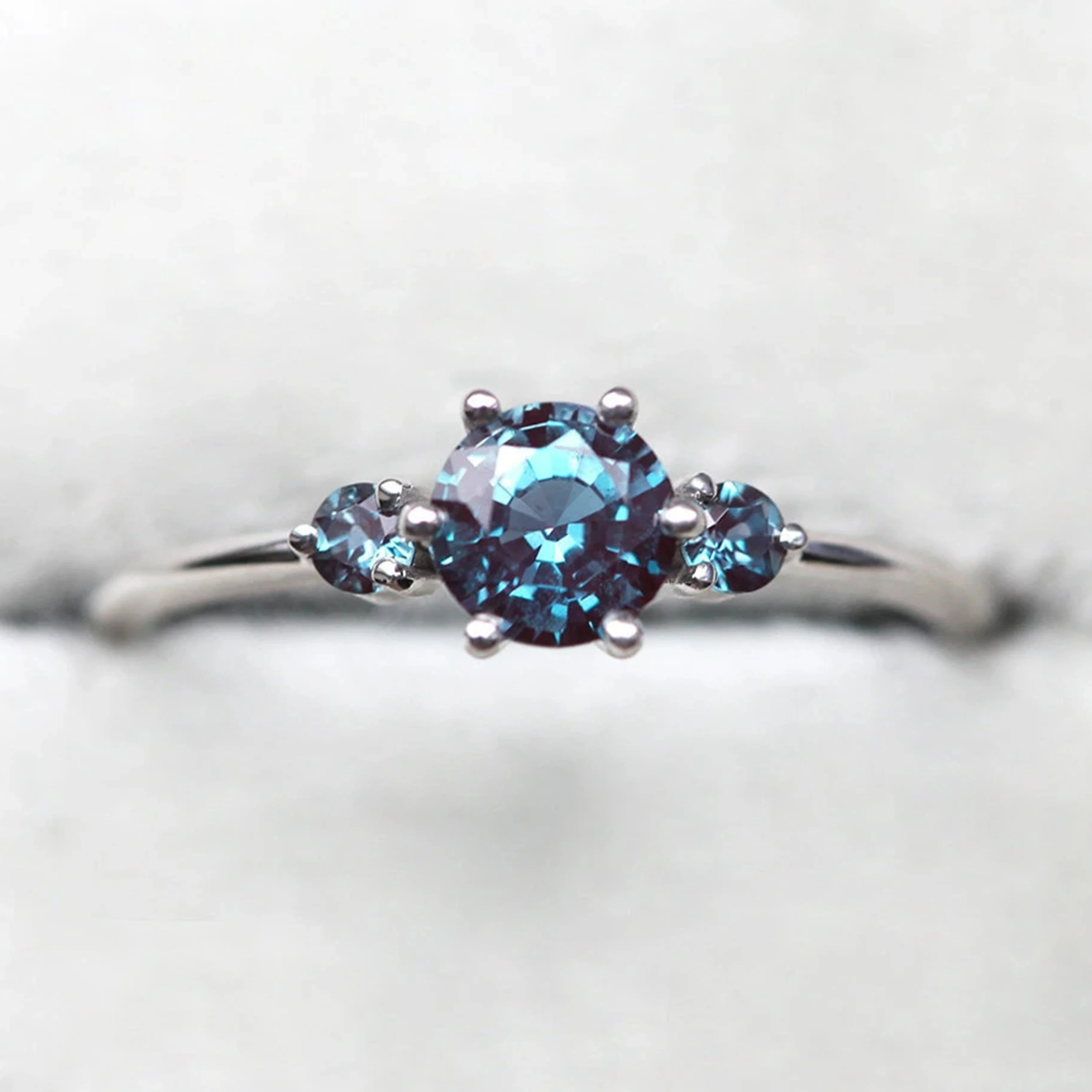 Promise Ring Popular Round Cut  925 Sterling Silver Lab Alexanderite Jewelry White CZ Jewelry Ladies Ring