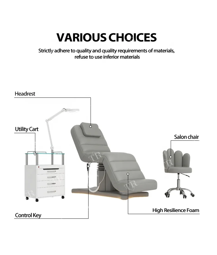 Turri Beauty Lash Bed Spa Salon Eyelash Chiropractic Massage Table Custom Adjustable Electric Brown LED Salon Furniture Modern