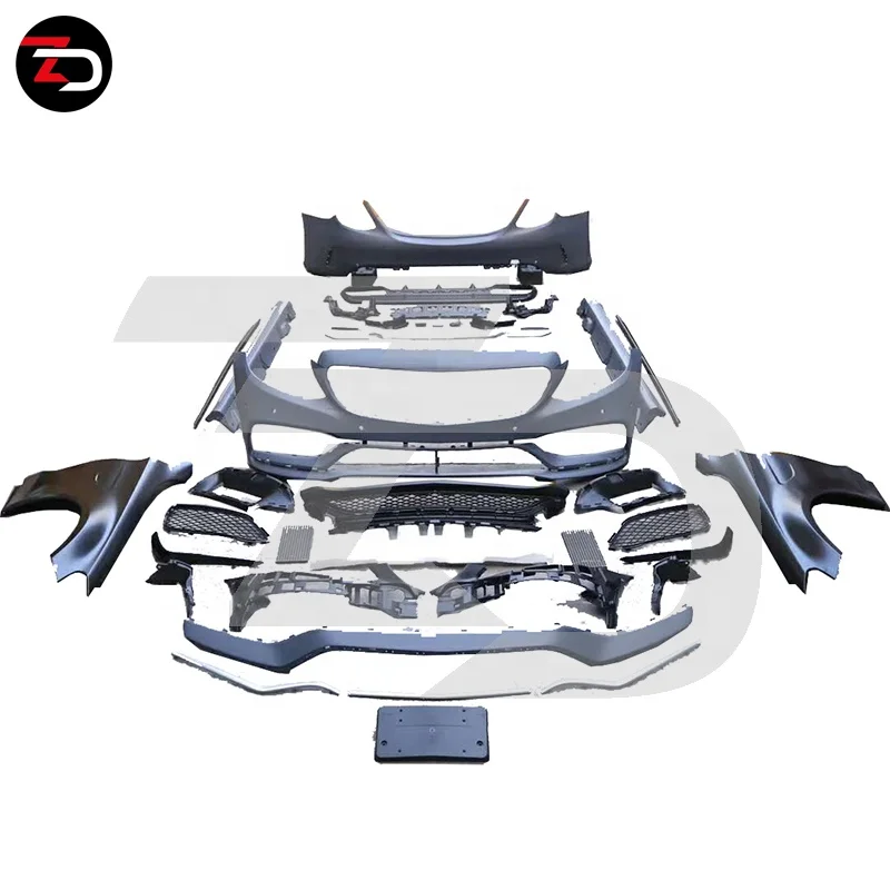Good Fitment C63 Style Body Kit With Main Grill Side Skirts Bumpers For Mercedes C Class W205 C200 C300 C260 2015-2019