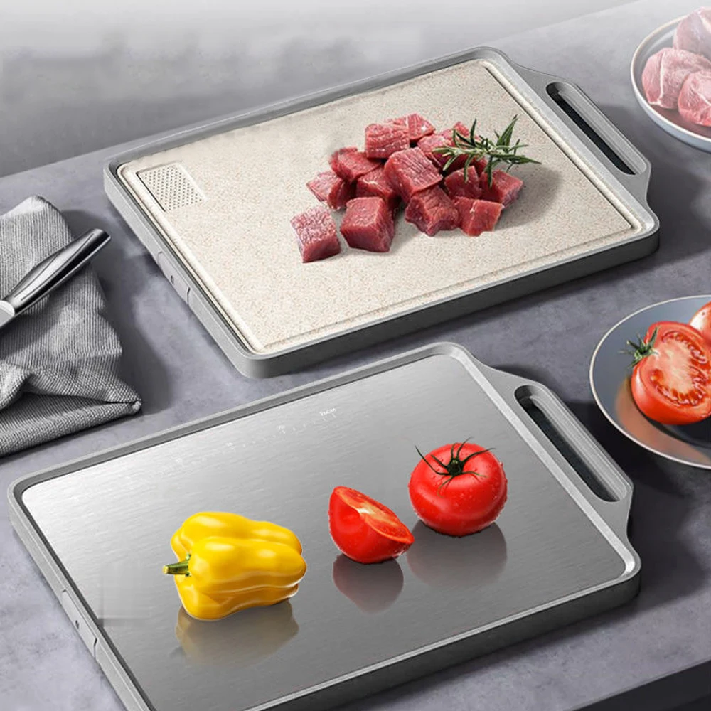 KITCHENCARE оптовая продажа 304 разделочный блок из нержавеющей стали пластиковая двухстороная разделочная доска для кухни