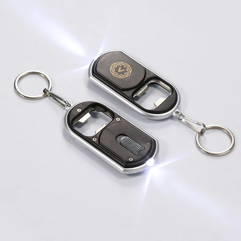 Beer Bottle Opener Keyring For Bar Led Flashlight Keychain Luminous Plastic Customizable Bottle Opener Keyring For Gifts