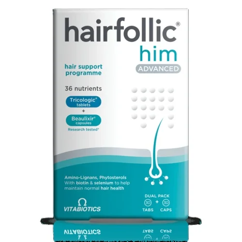 
Hairfollic Him Advanced Man by Vitabiotics Dual Pack 30 Tablets + 30 Capsules VItabiotics Hairfollic Him Advanced 