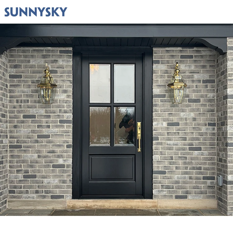 Sunnysky Exterior House Modern Glass Inserted Main Entrance Front Door Designs