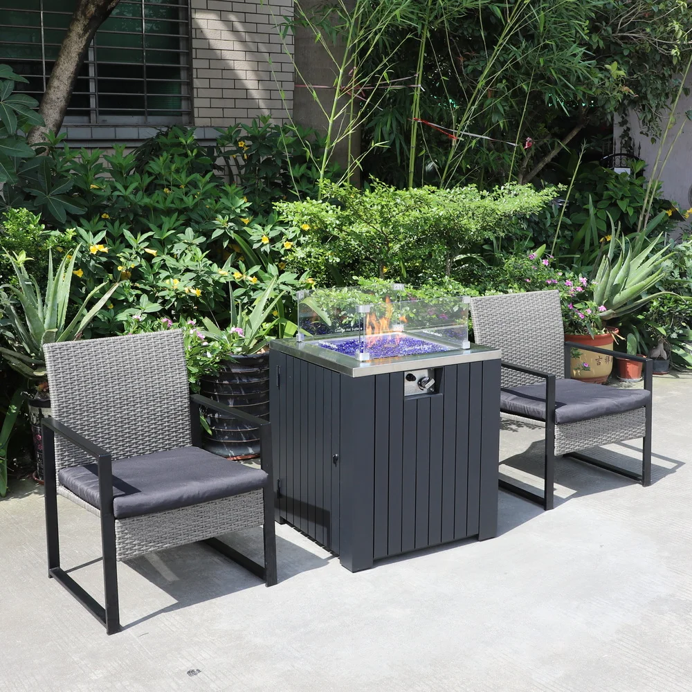 Outdoor aluminum square fire pit table
