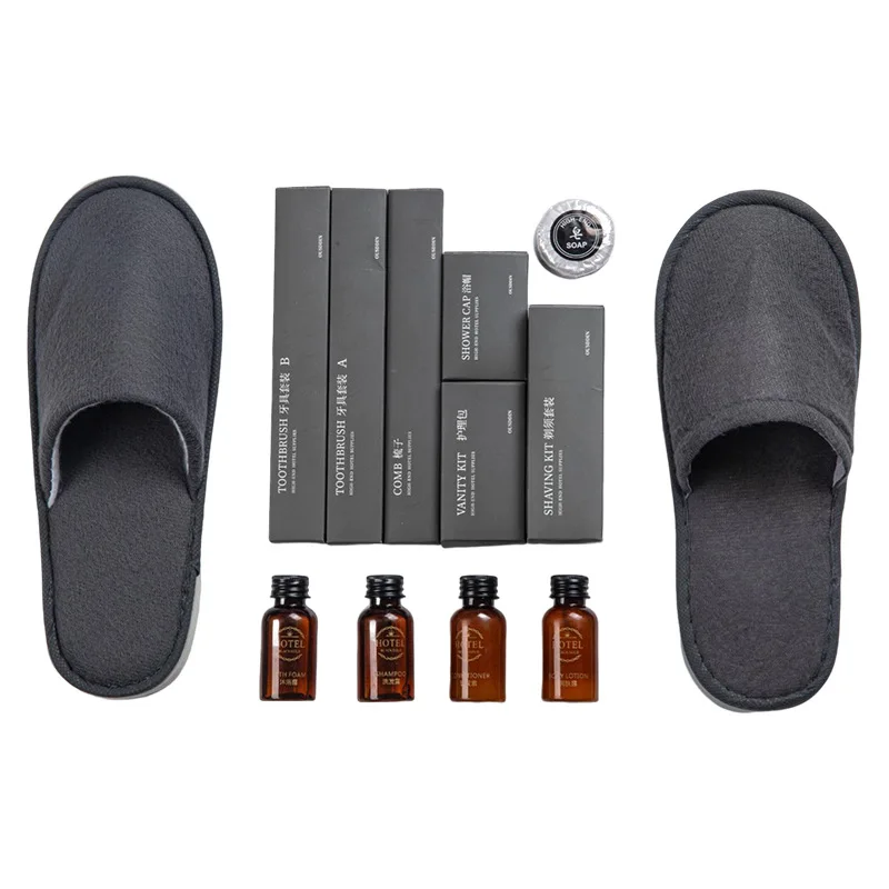 Custom 5 Star Hotel Amenities Set Disposable Slipper Comb Bathroom Toiletries Guestroom Amenity Kits
