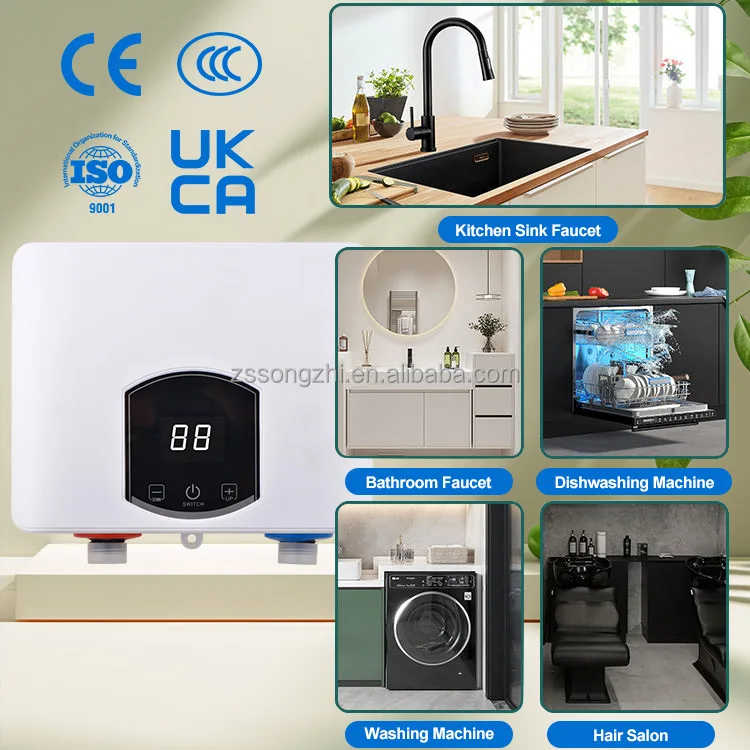 Bathroom Induction Electric Instant Water Heater Ce China Low Price 5.5kw 1 Piece Touch Button Wall Mounted IPX4