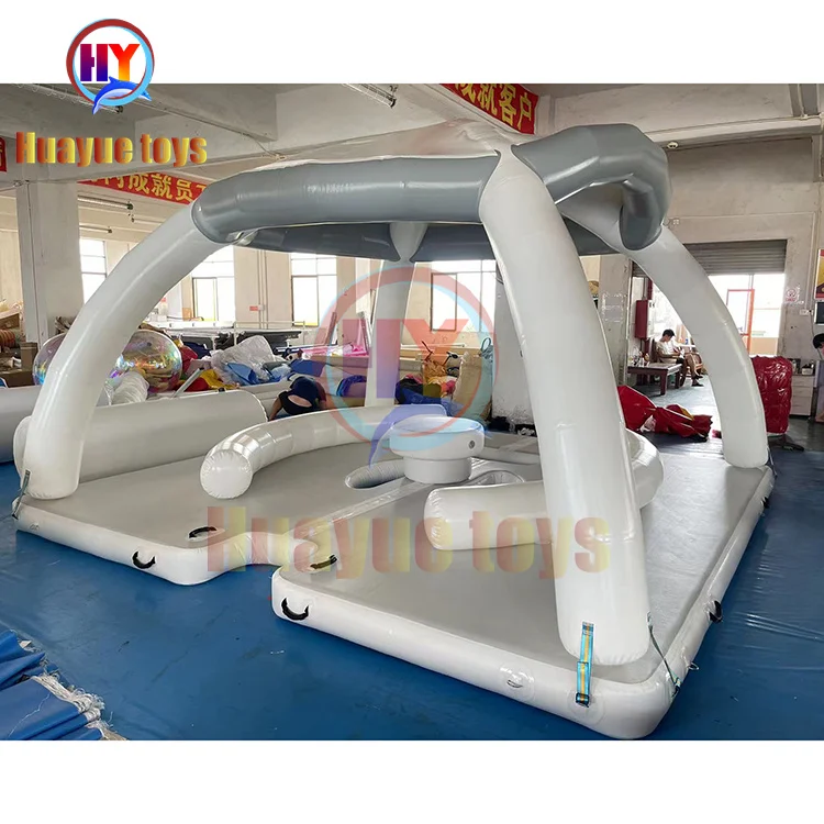 2022 New Factory DWF Inflatable Water Floating Island, Inflatable Raft Floating Dock, Inflatable Aqua Bana With Tent