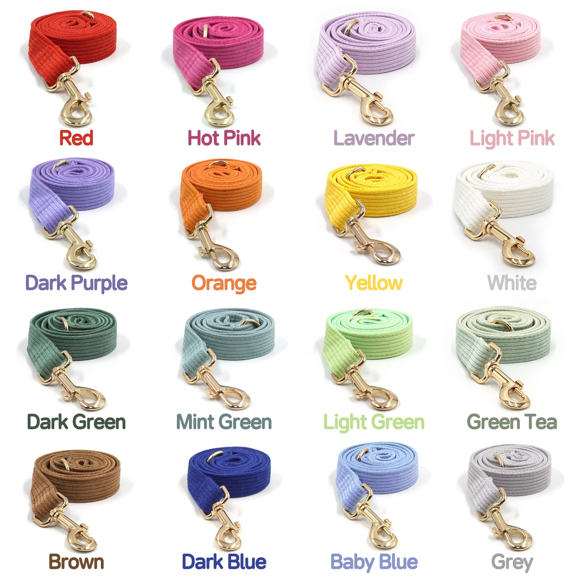 Top selling pet supplies for summer buckle for dog leash personalized dog collars and leashes colorful corduroy  pet leash hook
