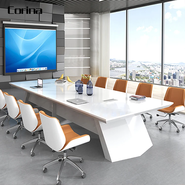 China Conference Room Stone Marble Top Modern Design Office Furniture White Conference Table