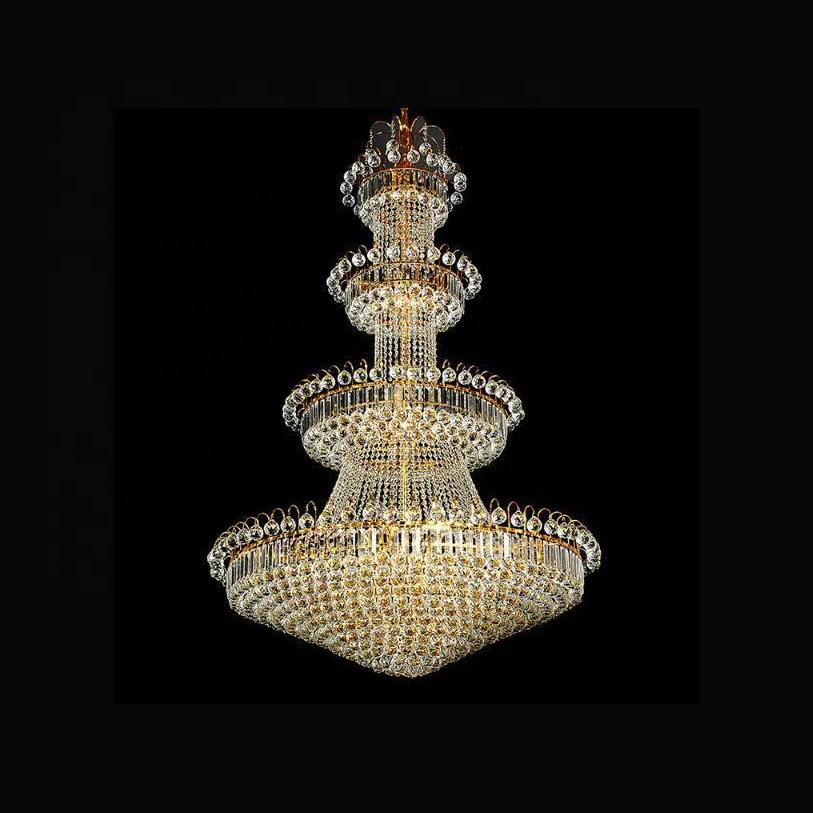 High quality royal golden luxury large lighting k9 crystal ceiling crystal chandelier