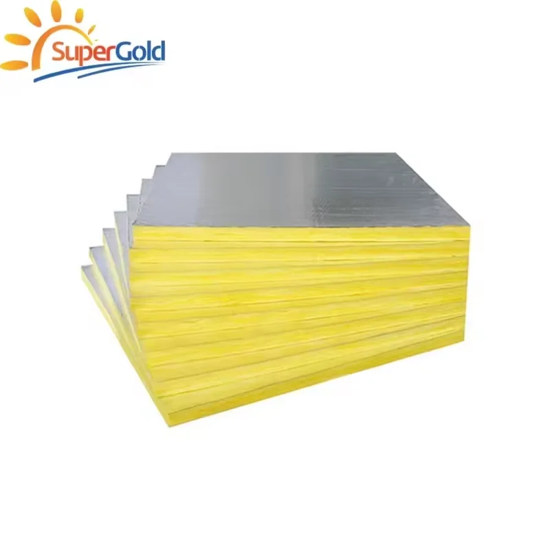 SuperGold HVAC duct thermal insulation fiber glass wool board with aluminum foil facing air conditioner insulation mak