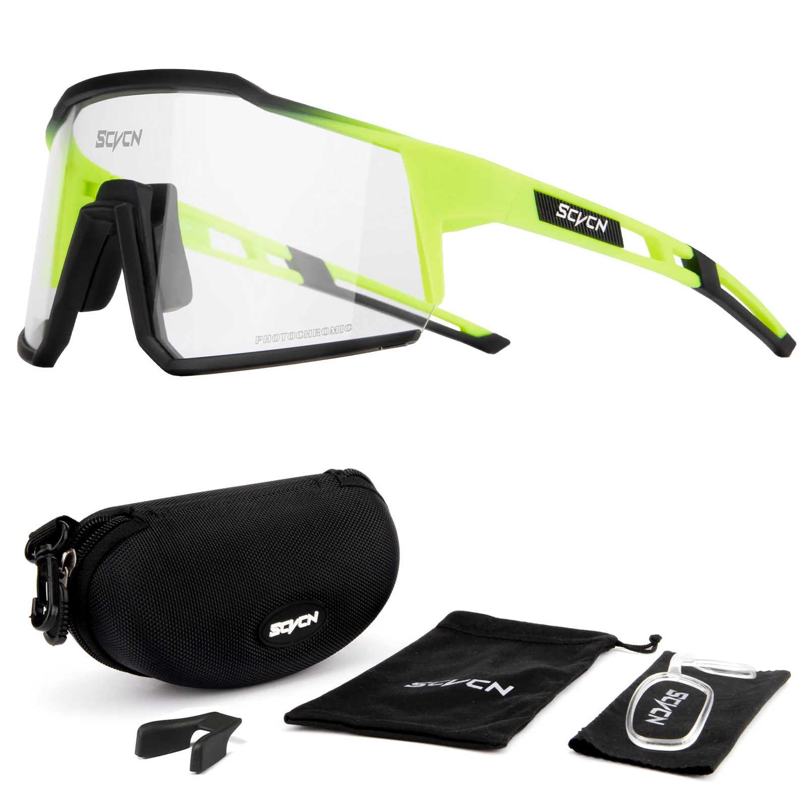 SCVCN Photochromic Glasses Outdoor Sports Men Women Cycling Sunglasses Road MTB Windproof Safety Eyewear Bike Bicycle Glasses