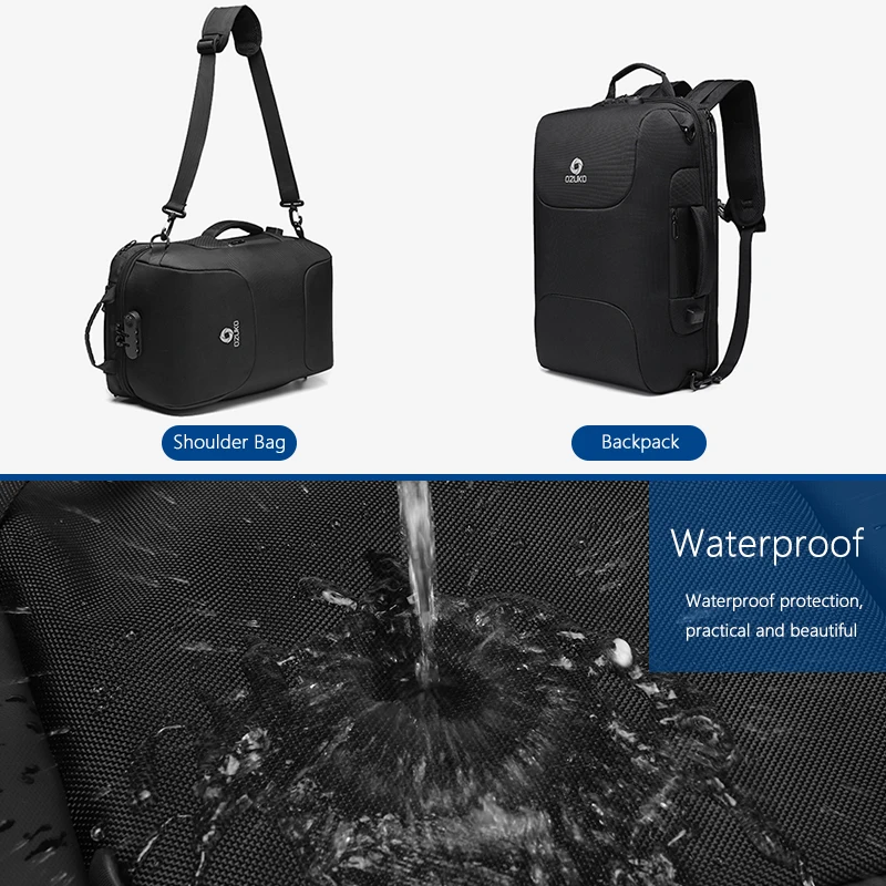  Многофункциональный водонепроницаемый рюкзак Ozuko D9225 2021 с защитой от кражи сумка для ноутбука походные школьные рюкзаки на