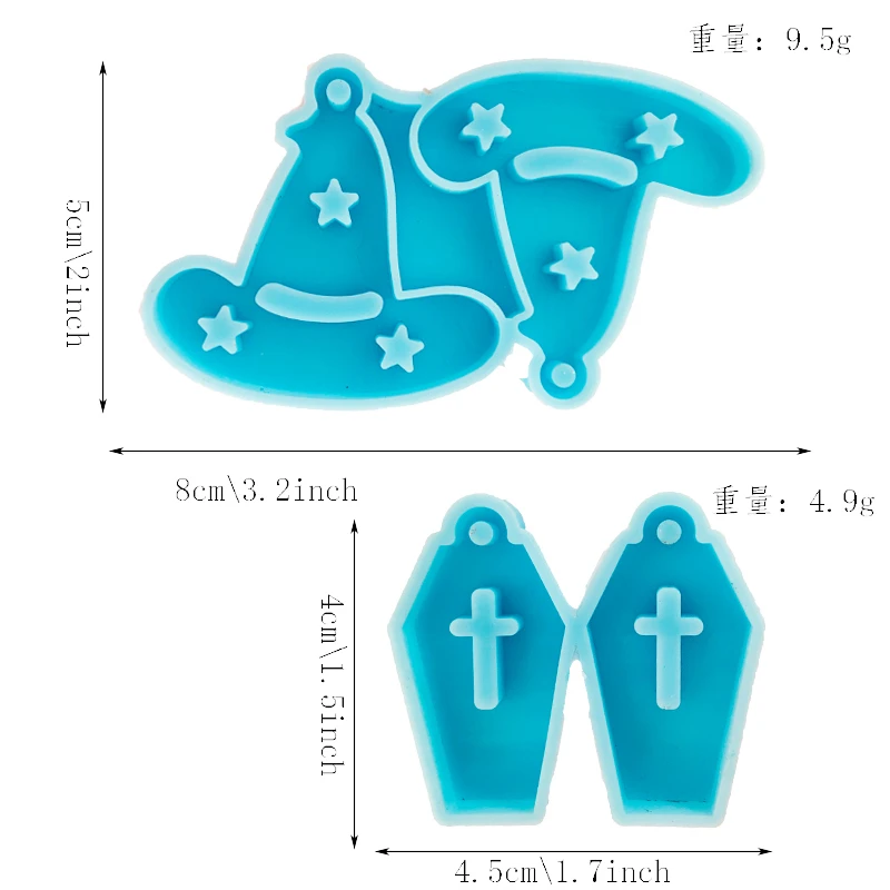 A155 Halloween Earring Silicone Mold Bat Coffin Pumpkin Ghost Spider Web Skull Skeleton Mold Jewelry Making Resin Craft Mold