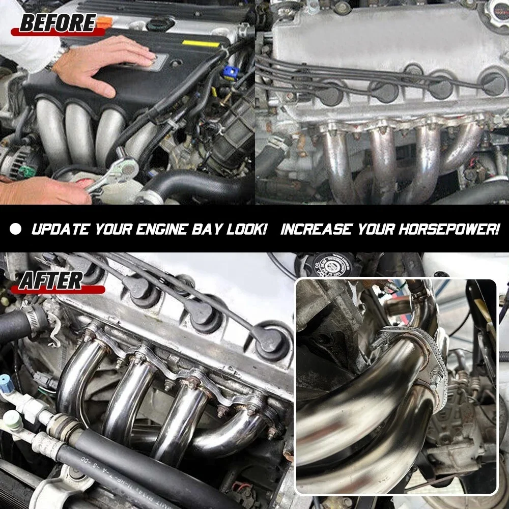 Насадка выпускного коллектора из нержавеющей стали для 88-00 Honda Civic 88-91 CRX D-Series EJ EG EH EK / SOHC EF EM D15 D16