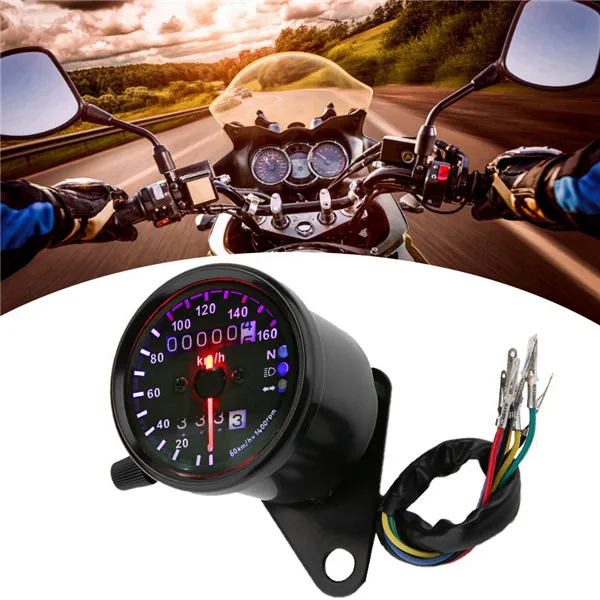 Universal Motorcycle Meter Digital  Speedometer  Dual Speed Meter  12V Motorcycle with LED Indicator Speedometer Motorcycle