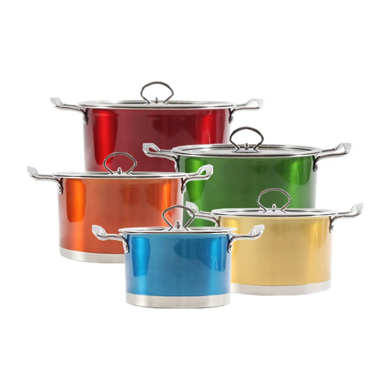 multipurpose large capacity soup pots set kitchen canteen large soup pots and pans set with 10 pieces cookware sets