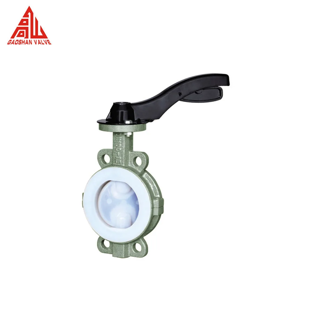 Butterfly Valve Manual Pneumatic Electric Wafer PTFE PFA FEP Lined Butterfly Valve