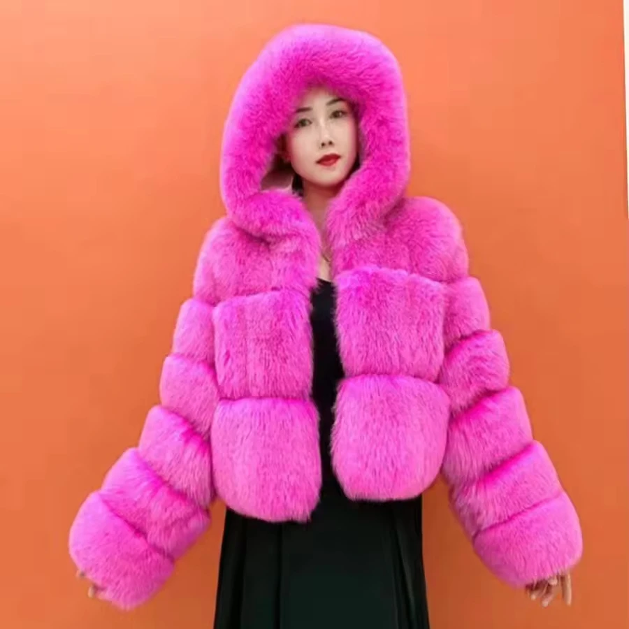 Luxury Winter Rare Fox Fur Coat Women Real Natural Fox Fur Collar Down Doat Women