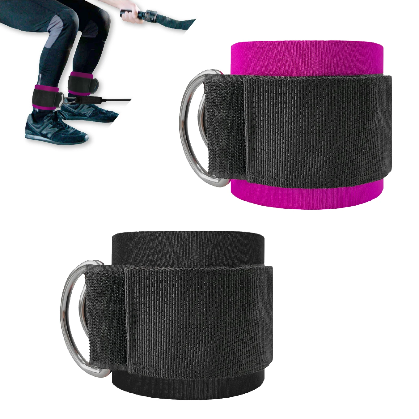 Wholesale Custom Ankle Strap Pink Weight Lifting Gym Ankle Straps For Cable Machines