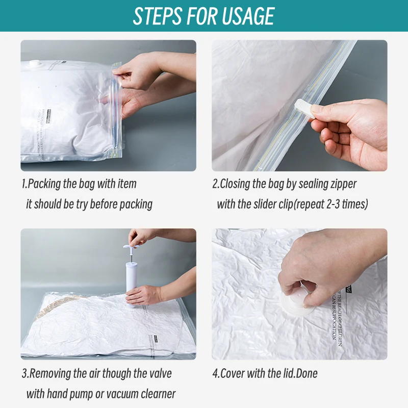 Reusable Space Saver Bags With Pump Vacuum Compression Storage for