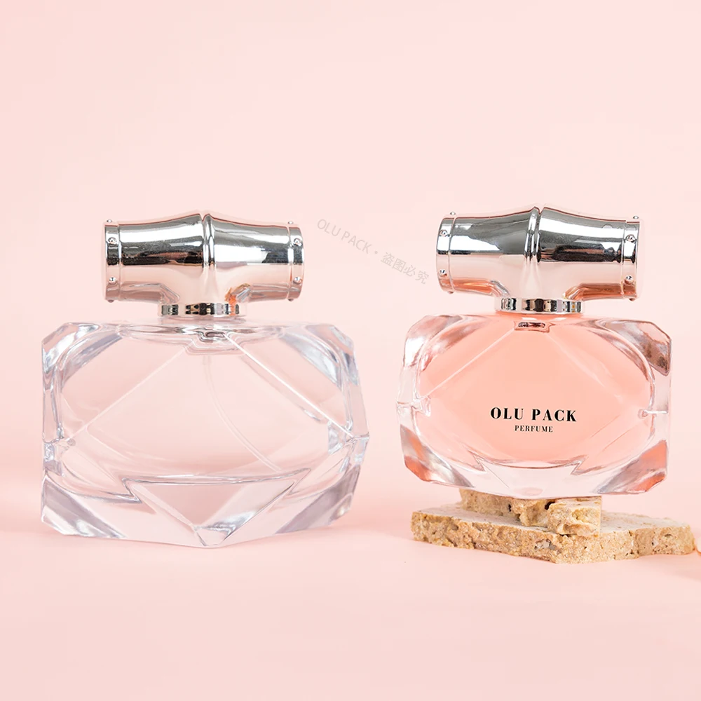 Company Jewel Shaped Luxury Design 30ML 80ML Brand Perfume Container Fine Mist Spray Pump Glass Cologne Bottle with Silver Cap