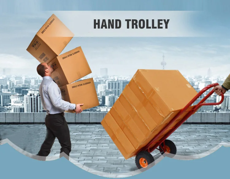 large capacity heavy duty sack truck industrial hand trolley with pneumatic tyre wheel