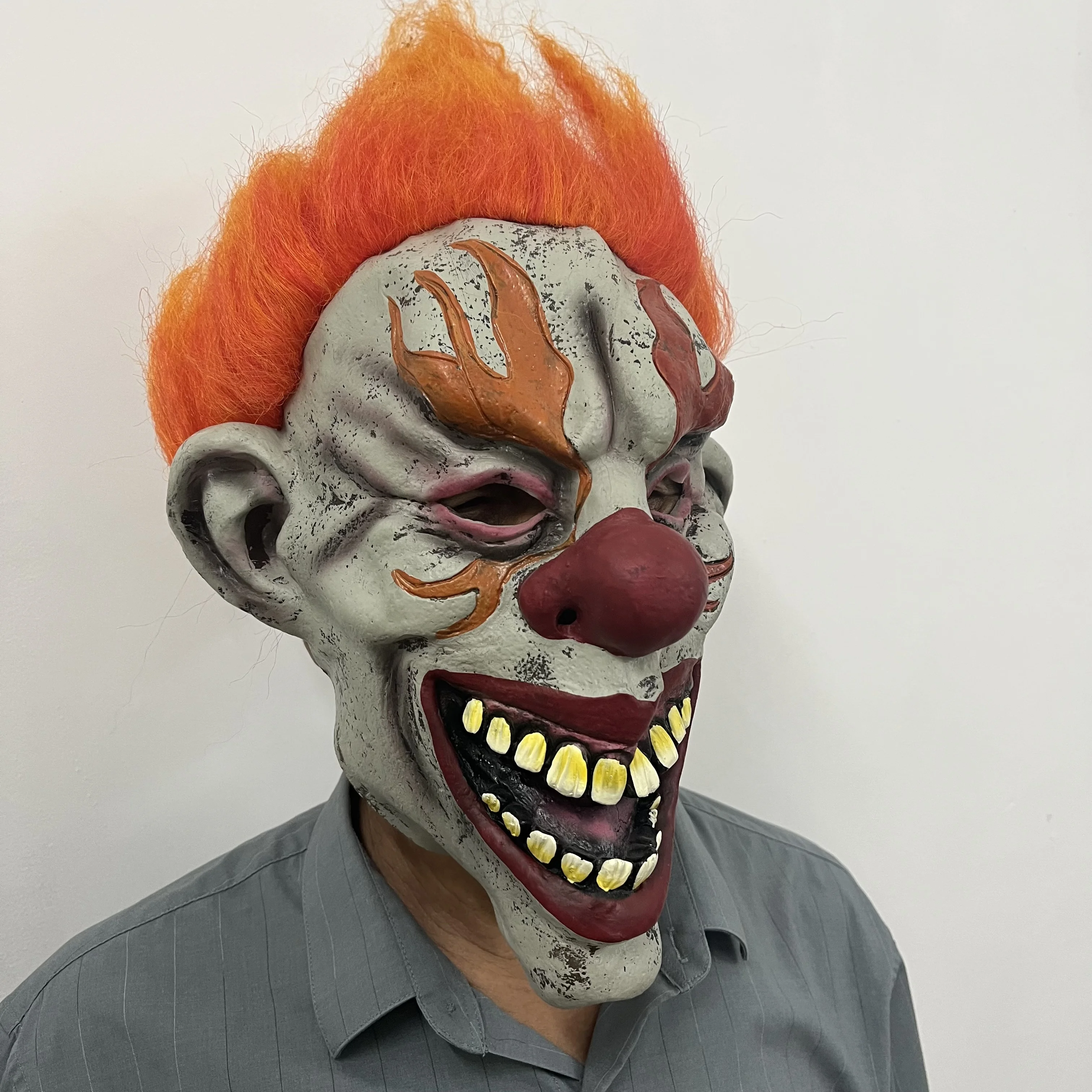 Halloween Scary Clown Mask Evil Funny Joker Masks Realistic Terrifier Full Head Latex Costume Cosplay Props