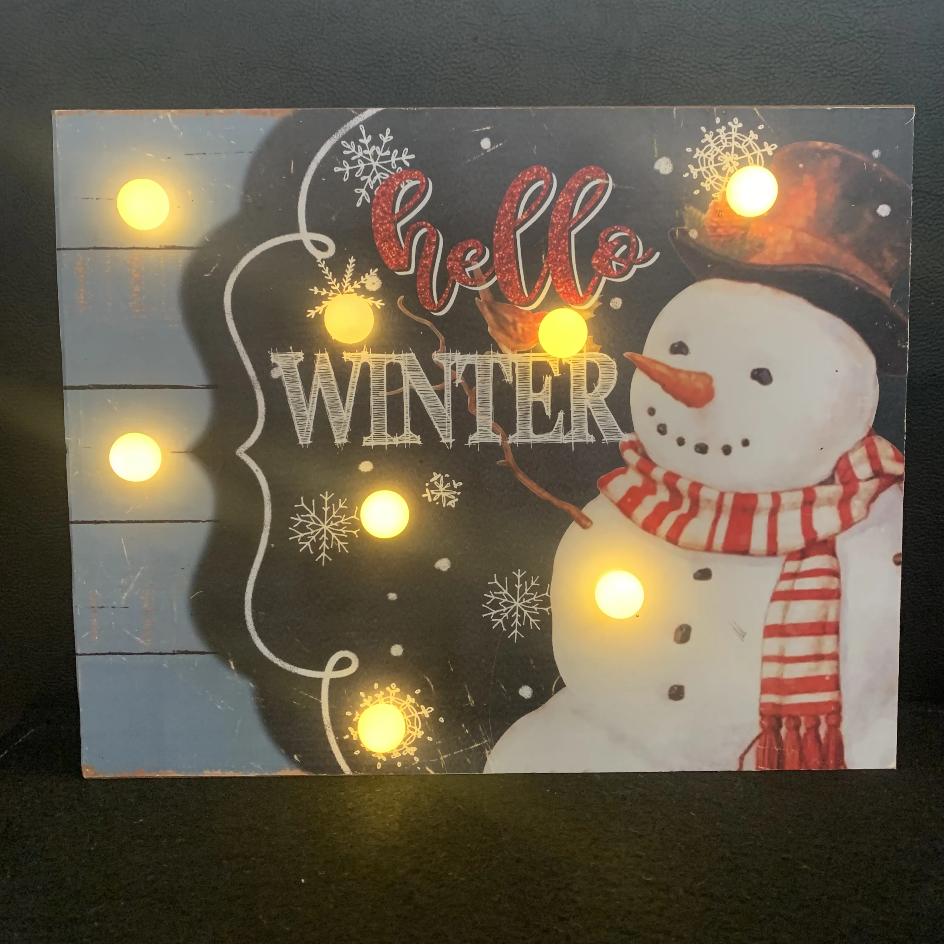 Christmas wooden Snowman light box decoration