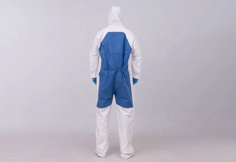 Type 5/6 Disposable SMS Coverall Jumpsuit Work Wear for Car Repairing