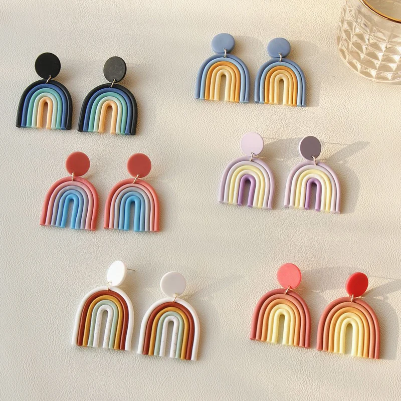 Plated Korean Clay Polymer Earrings Jewelry Geometric U-shaped Polymer Clay Earrings Gold 2022 New Trendy for Women Heart 10 G