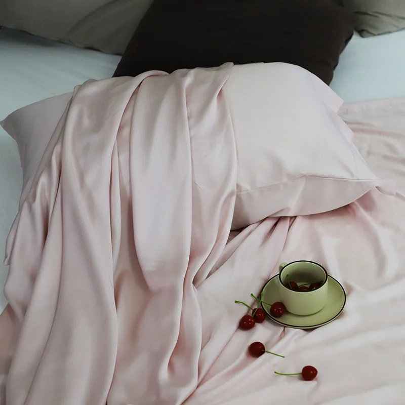 OEM/ODM customized Size and color 100% Natural Bamboo Fiber 60S 300TC pink color bed sheet set
