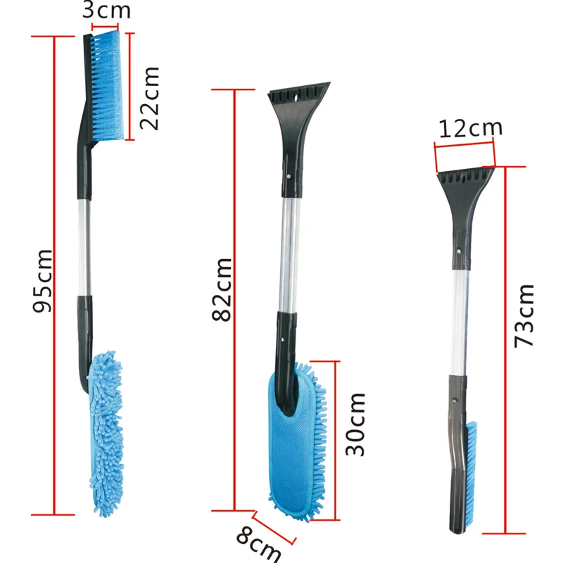 3in1 car ice scraper with brush Aluminum alloy car snow shovel with chenille