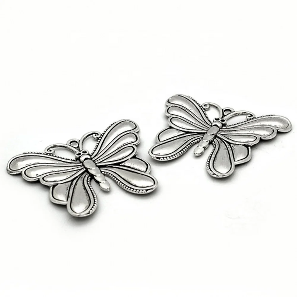 Vintage Zinc Alloy Charm Antique Silver Butterfly Charms Pendant Metal Jewelry Findings for DIY Necklace Making