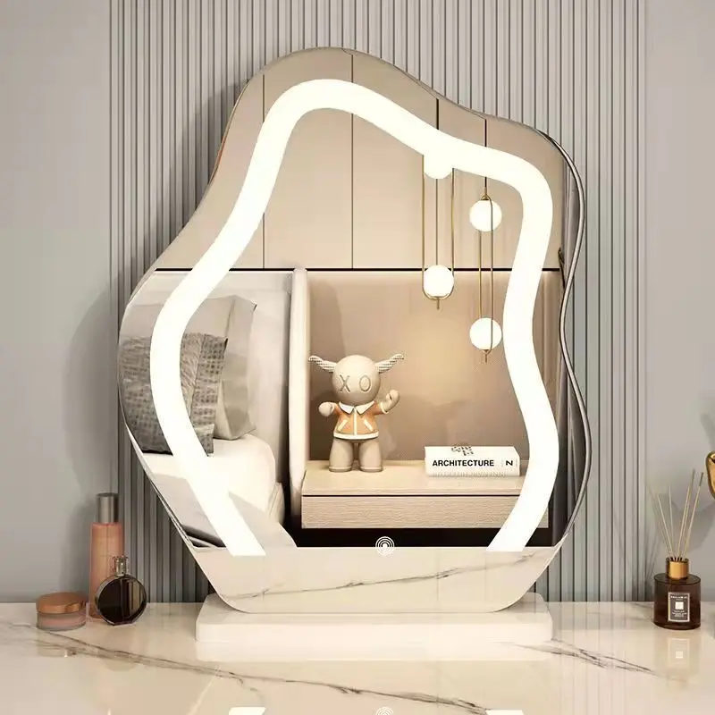 Modern Stylish Smart Touch Screen Wavy Cloud Make Up Mirror with Led Light