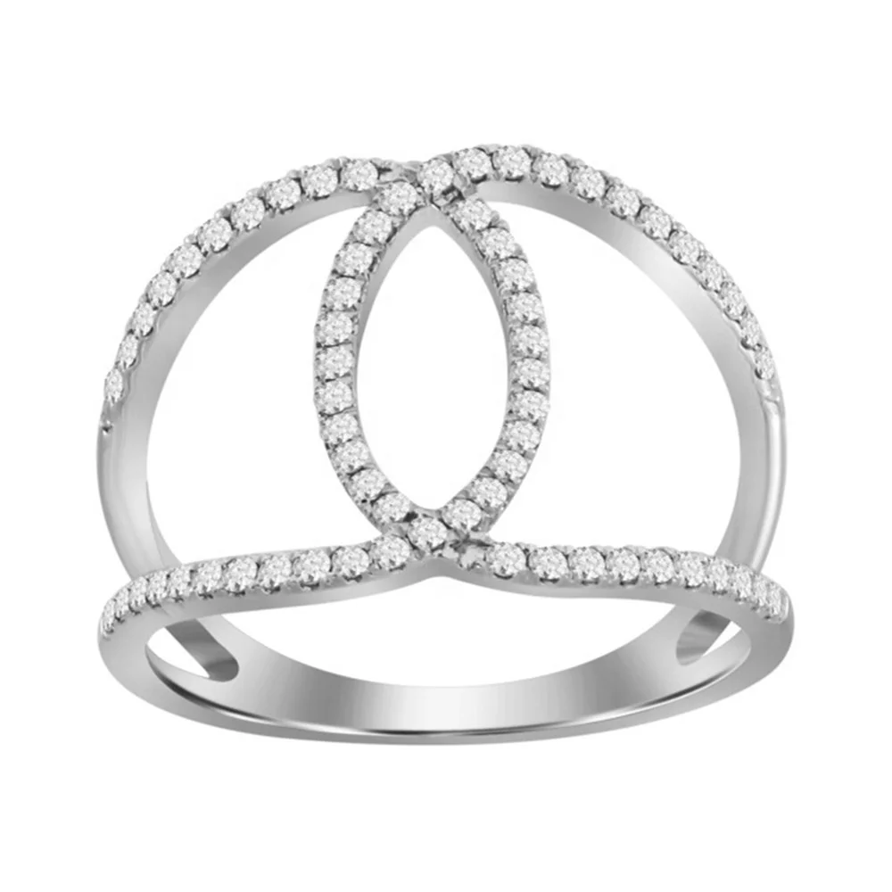 
2019 New Fashion 18k Gold Plated Solid 925 Sterling Silver Jewelry CZ Diamond Micro Pave High Polish Infinity Double C Ring 
