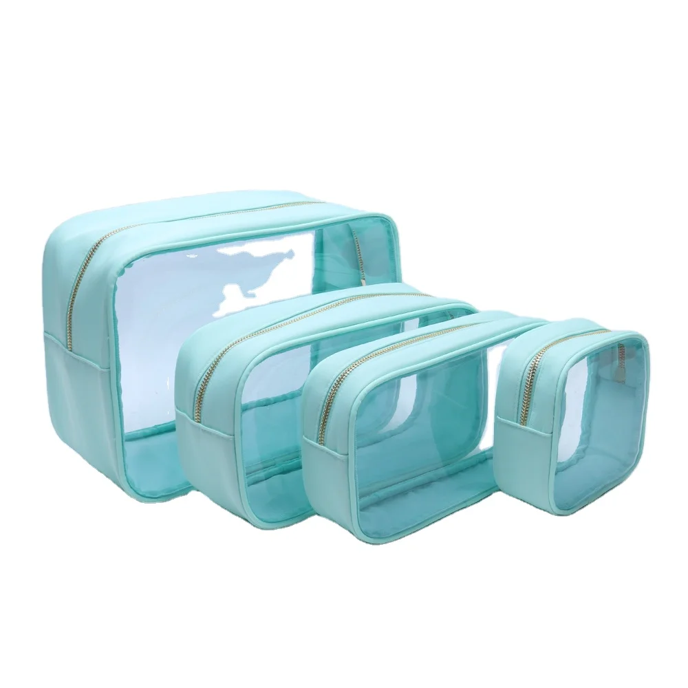 Transparent Waterproof Cosmetic Bags PVC with Zipper Clear Vinyl Plastic Makeup Bags Portable Travel Toiletry Pouch