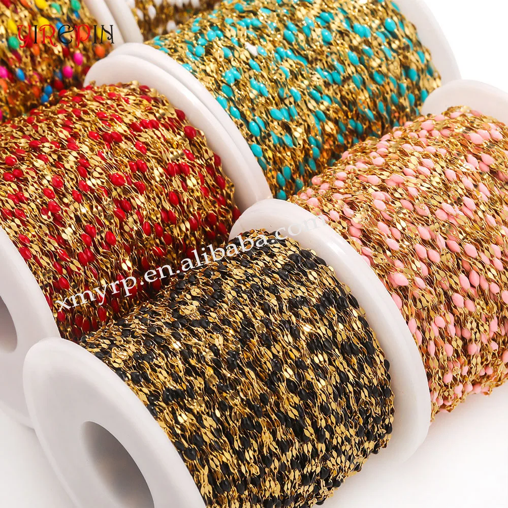 Bulk Wholesale Gold Lip drip oil chain stainless steel Enamel chains for DIY necklace Bracelet Jewelry making