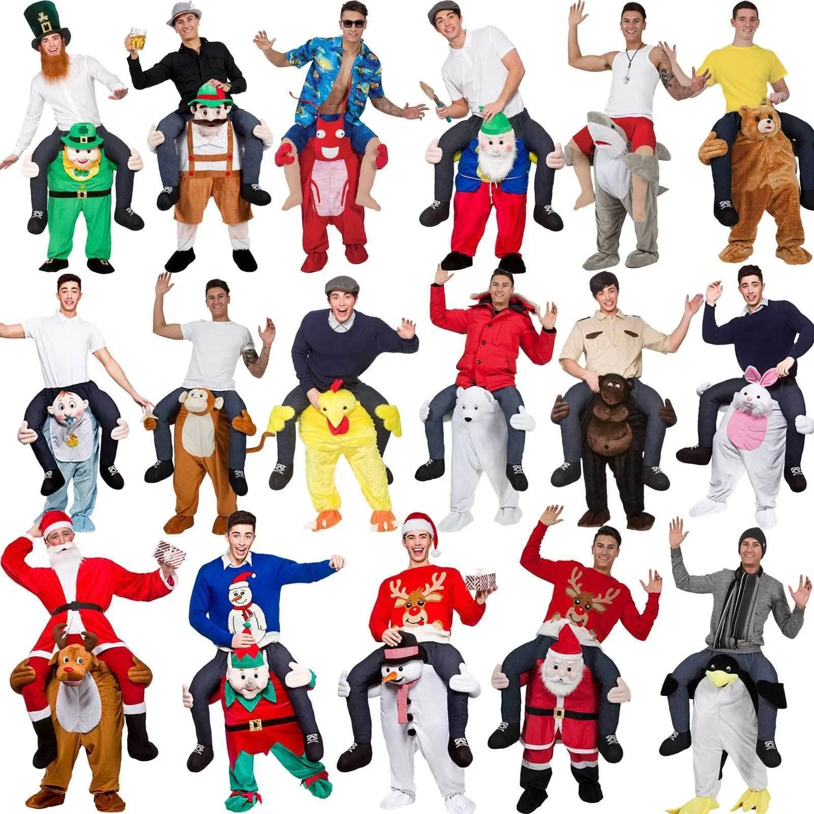 Adult Carnival Party Santa Christmas Halloween Ride on Animal Toy Beer Guy Pants Mascot Carry Bear Costume