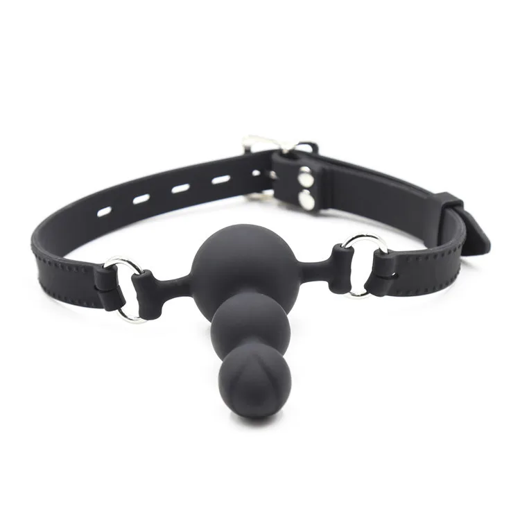Double Dildo Open Mouth Plug Oral Toys BDSM Fetish Bondage Gear Adult Erotic Game Sexy Toys Silicone Penis Ball Gag For Couple.