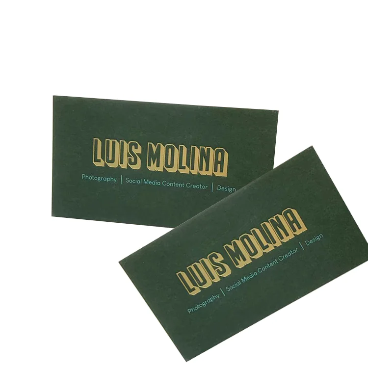 Custom High Quality  Gold Foil Embossed Letterpress Paper Business Card Printing