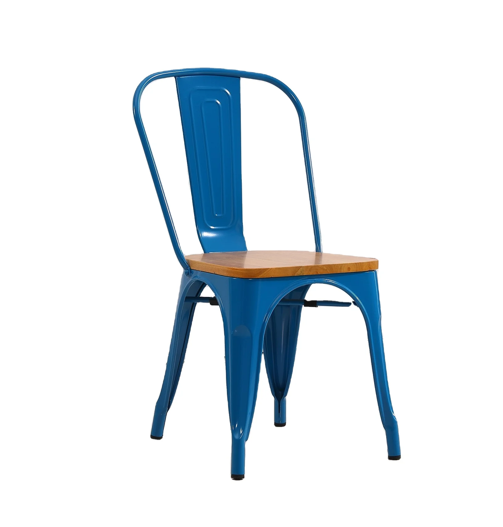 Wholesale Factory Cheap Stackable Colorful Wooden Seat Metal Chairs