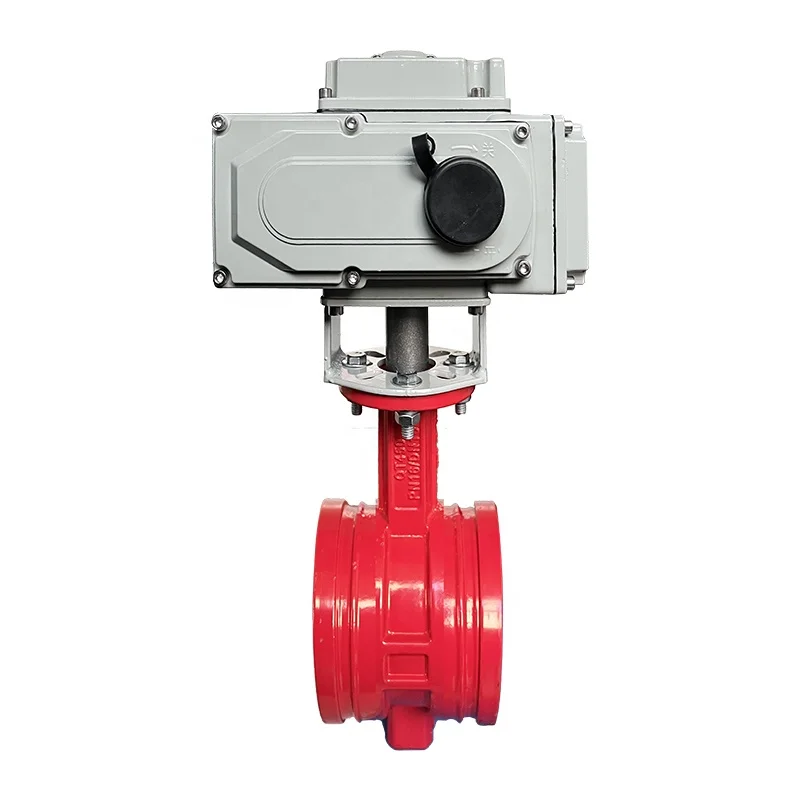 Actuated 4 Inch Italy 10 Lug Cryogenic Grooved Wafer Type Cast Iron Butterfly Valve Manufacturer