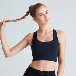 China Sportswear Factory Absorb Sweat Yoga Crop Top  Professional Shockproof Running Cheap Sports Bras