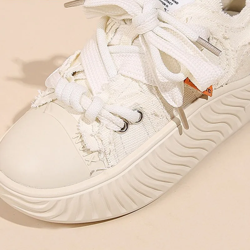 IDOIT Women Shoes Retro Classic Orange Canvas Y2K Punk Hip Hop Skateboard Shoes Fashion Sneakers Outdoor Sports Casual Shoes