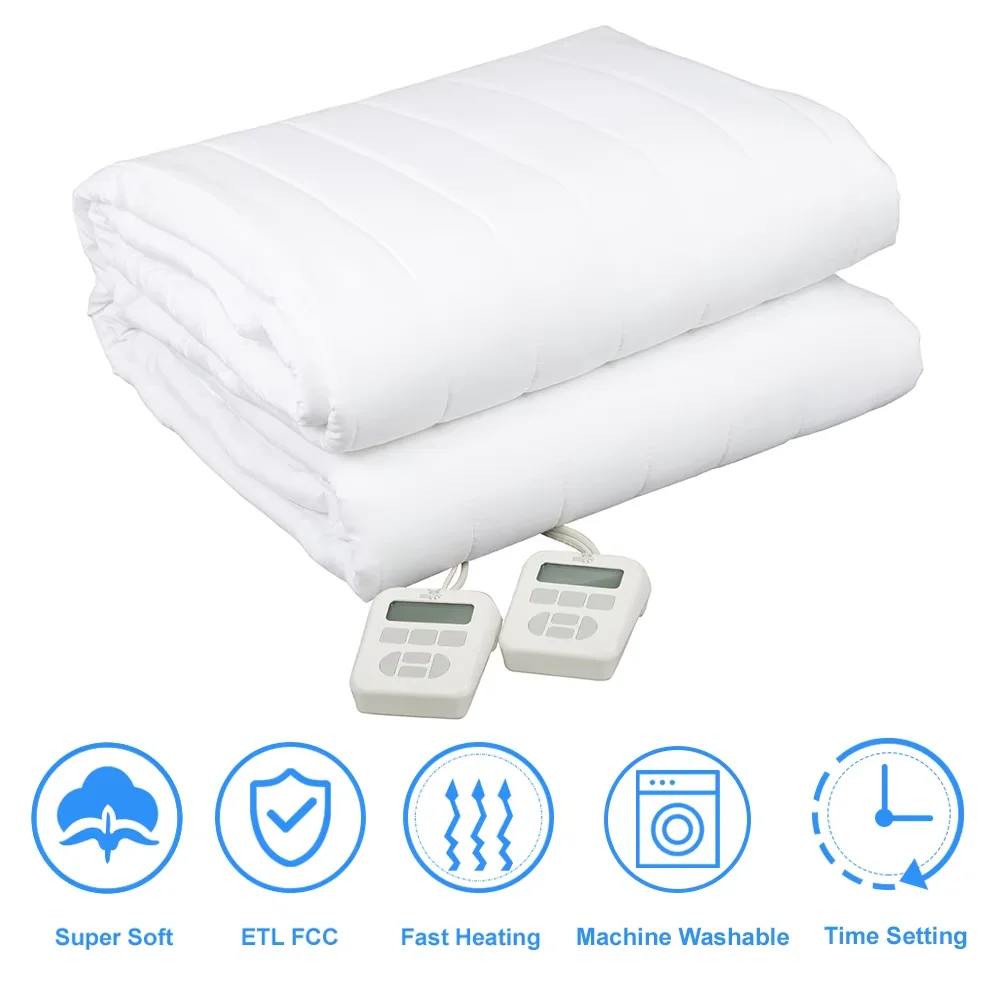 OEM Twin Full Queen King Size Multizone 110V Fleece Heat Mattress Pad Under Blanket