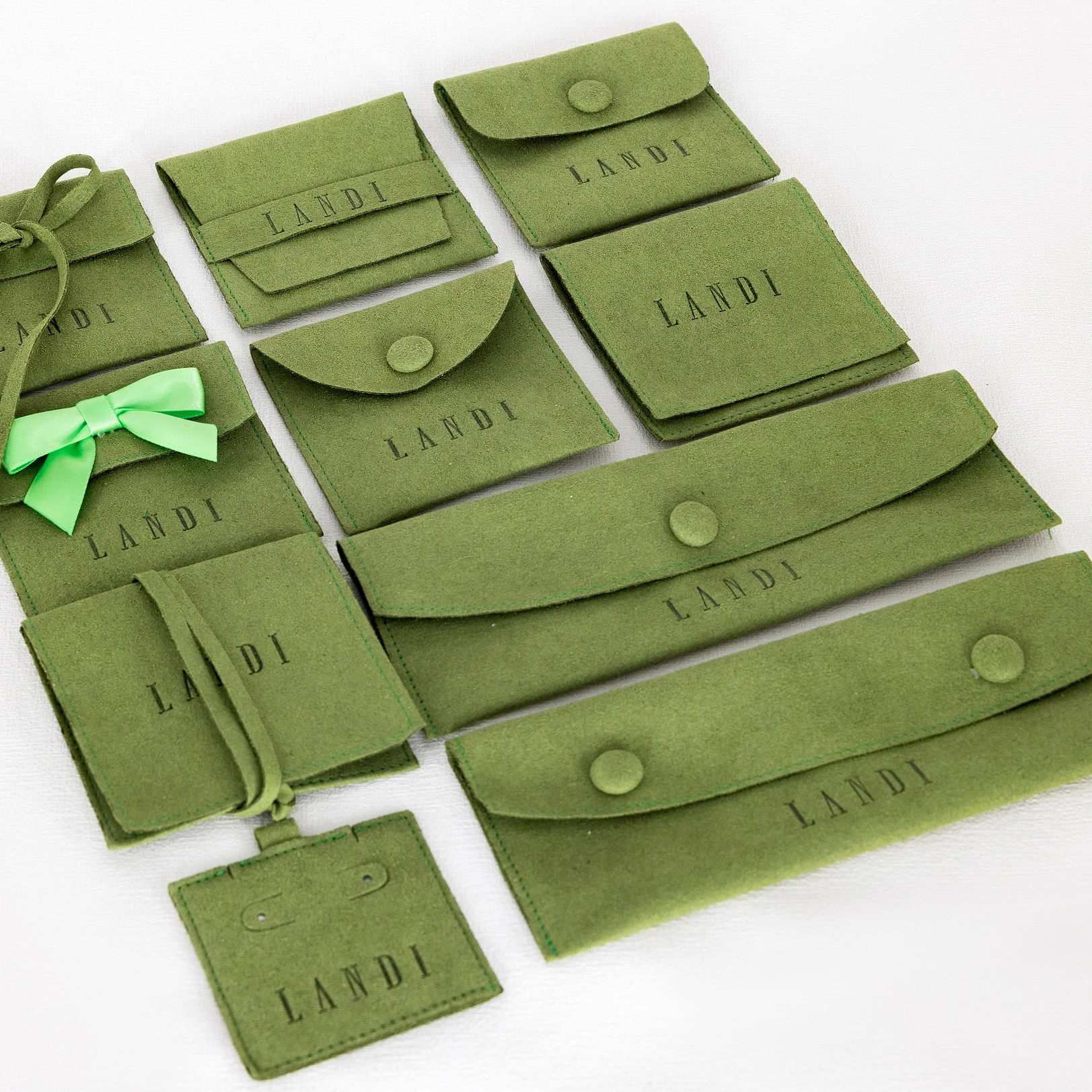 Factory Direct Suede Microfiber Green Sunglasses Pouch Jewellery Custom Packaging Jewelry Display Faux Suede Envelope Pouches